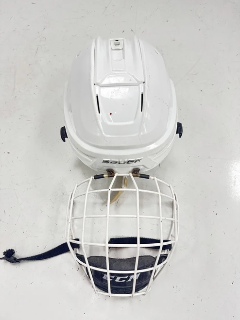 Vist Large View of Product Image Which is Used Bauer REAKT 85 Helmet Cage Combo White MD