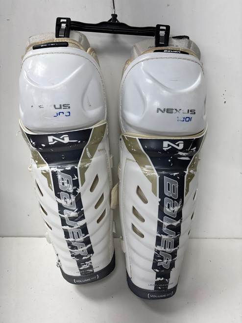 Vist Large View of Product Image Which is Used Bauer NEXUS 1000 Senior Shin Guards White 15"