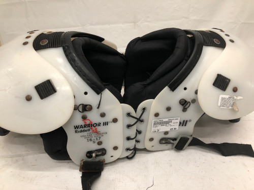 Vist Large View of Product Image Which is Used Riddell WARRIOR III FB Shoulder Pads White SM