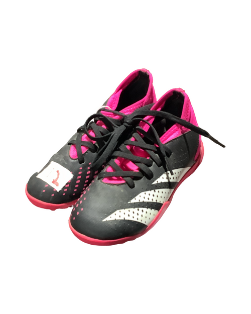 Vist Large View of Product Image Which is Used Adidas Soccer Indoor Shoes Black And Pink Youth 12.0