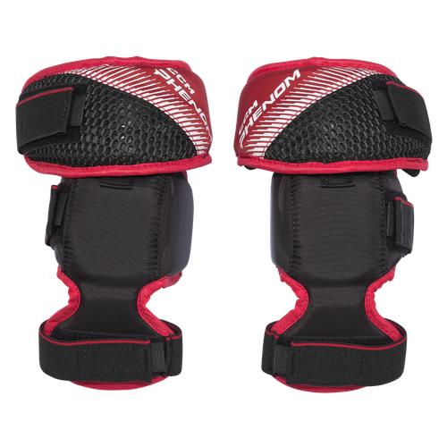 Vist Large View of Product Image Which is The PHENOM youth goalie knee pads deliver protection that feels natural and easy to trust. Mobile coverage provides a flexible feel shaped to protect around and above the knee without getting in the way.

Mobile coverage: Flexible feel that is shaped for protection and coverage around and above the knee.
Multi-part design: Independent thigh guard for a more secure fit and flexible feel.
Multi-layered foams & PE donut design: Comfort padding with knee zone for a more secure fit.
Comfort liner with tactile finish: Comfortable wrap and landing with a more secure fit.
Adjustments: 3 adjustment points for a secure and personalized fit.
