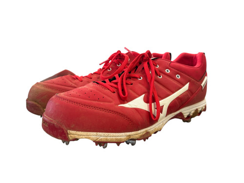 Vist Large View of Product Image Which is Used Mizuno 9-SPIKE AMBITION 2 BB/SB Cleats Red Senior 10.5