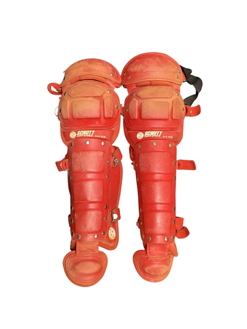 Vist Large View of Product Image Which is Used Schutt SLG 9DW Catchers Leg Guards Red Junior