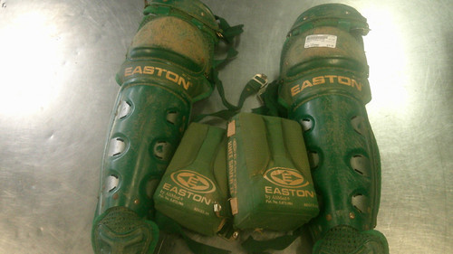 Vist Large View of Product Image Which is Used Easton STEALTH LG Catchers Leg Guards Green Intermed