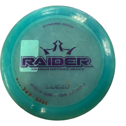 Vist Large View of Product Image Which is Used Dynamic Discs RAIDER DRIVER Disc Golf Driver Turquoise