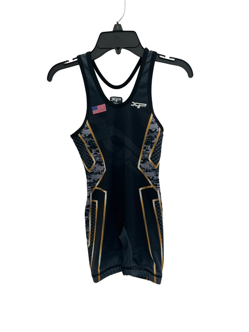 Vist Large View of Product Image Which is Used XP Yth MD Black Wrestling Singlet