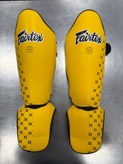 Vist Large View of Product Image Which is Used FAIRTEX MUAY THAI SHIN PADS SP5 Martial Arts Shin Pads Yellow SM
