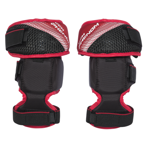 Vist Large View of Product Image Which is When young goalies start dropping into saves with confidence, the CCM PHENOM junior goalie knee pads provide protection that moves with them.

Mobile coverage: Flexible feel that is shaped for protection and coverage around and above the knee.
Multi-part design: Independent thigh guard for a more secure fit and flexible feel.
Multi-layered foams & PE donut design: Comfort padding with knee zone for a more secure fit.
Comfort liner with tactile finish: Comfortable wrap and landing with a more secure fit.
Adjustments: 3 adjustment points for a secure and personalized fit.