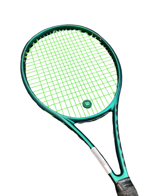 Vist Large View of Product Image Which is Used Wilson BLADE 100 V9 Adult Tennis Racquet Green 4 1/4"