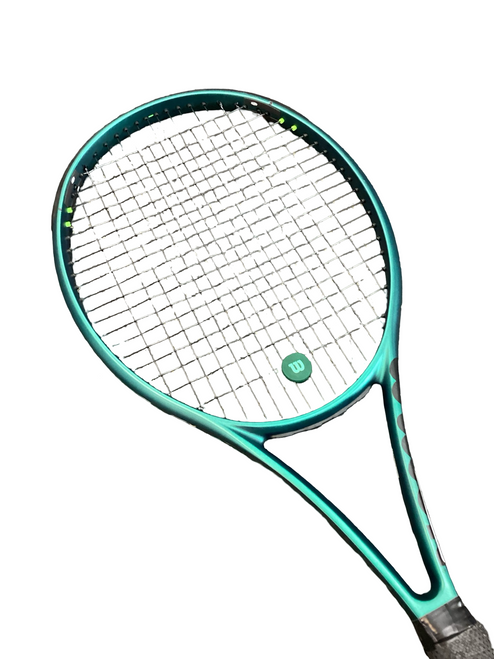 Vist Large View of Product Image Which is Used Wilson BLADE 100 V9 Adult Tennis Racquet Green 4 1/4"