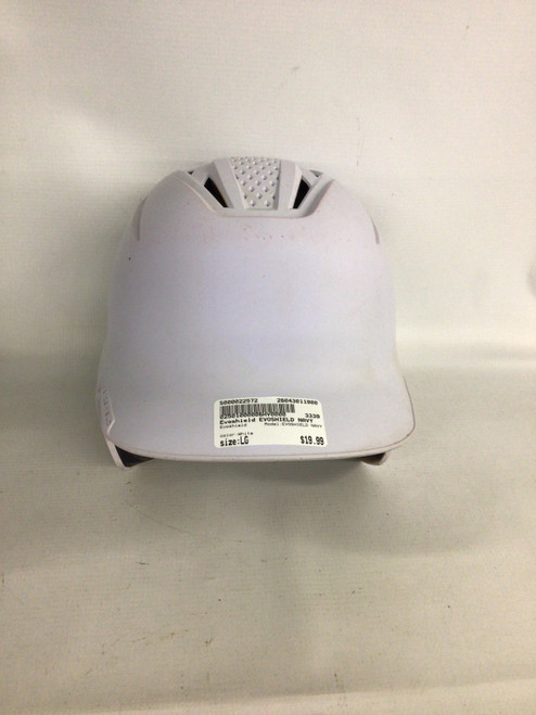 Vist Large View of Product Image Which is Used Evoshield EVOSHIELD NAVY Batting Helmet No Mask White LG