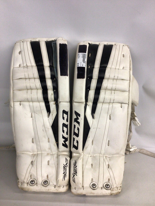 Vist Large View of Product Image Which is Used CCM EFLEX Goalie Leg Pads Junior White 22"