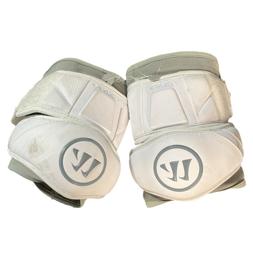 Vist Large View of Product Image Which is Used Warrior IMPAX LT Lacrosse Arm Pads/Guards White LG