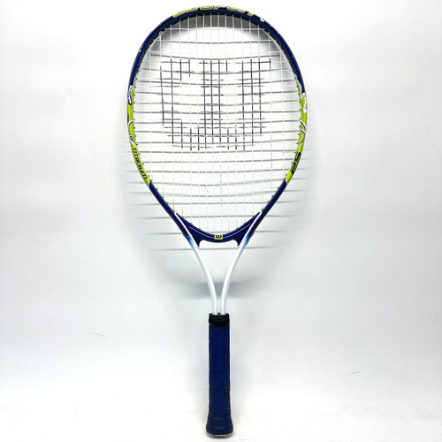 Vist Large View of Product Image Which is Used Wilson US OPEN 25 Junior Tennis Racquet Navy Blue 25"