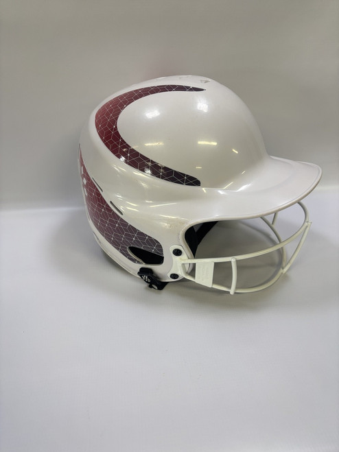 Vist Large View of Product Image Which is Used RIP-IT GIRLS FP WHITE HELMET Batting Helmet w/Mask Pink M/L