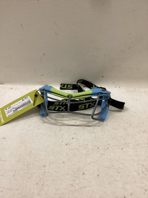 Vist Large View of Product Image Which is Used STX ROOKIE Lacrosse Facial Protect Neon Green And Royal Blue Junior
