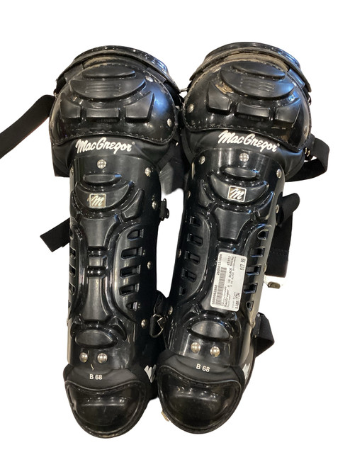 Vist Large View of Product Image Which is Used MacGregor B 68 BLACK SHINGUARDS Catchers Leg Guards Black Youth