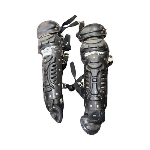 Vist Large View of Product Image Which is Used MacGregor YOUTH SHIN GUARDS Catchers Leg Guards Black Youth