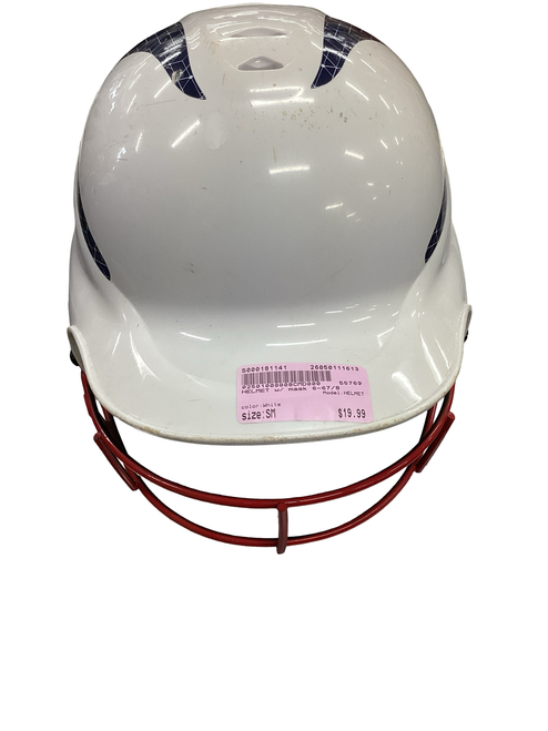 Vist Large View of Product Image Which is Used HELMET Batting Helmet w/Mask White SM