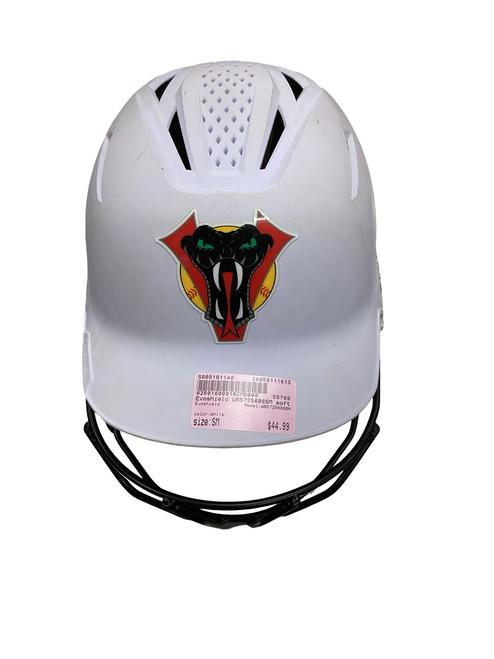 Vist Large View of Product Image Which is Used Evoshield WB5725606SM Batting Helmet w/Mask White SM