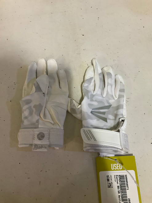 Vist Large View of Product Image Which is Used Easton BB/SB Batting Gloves White Youth