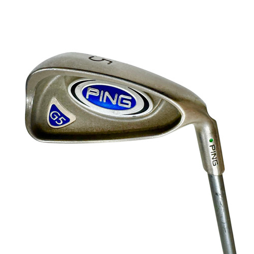 Vist Large View of Product Image Which is Used Ping G5 GREEN DOT Men's RH 5 Iron Regular Flex Graphite Shaft