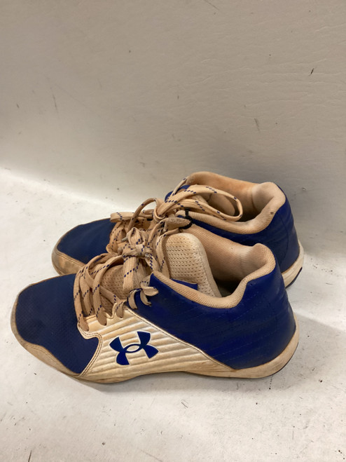 Vist Large View of Product Image Which is Used Under Armour LEADOFF BB/SB Cleats Royal Blue And White Junior 06