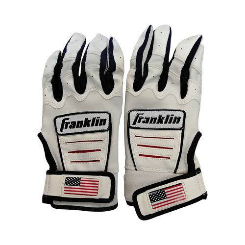 Vist Large View of Product Image Which is Used Franklin BB/SB Batting Gloves White SM