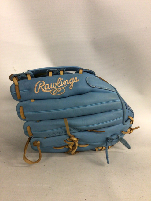 Vist Large View of Product Image Which is Used Rawlings 12 3/4 BB/SB Glove RH Throw Carolina Blue 12 3/4"