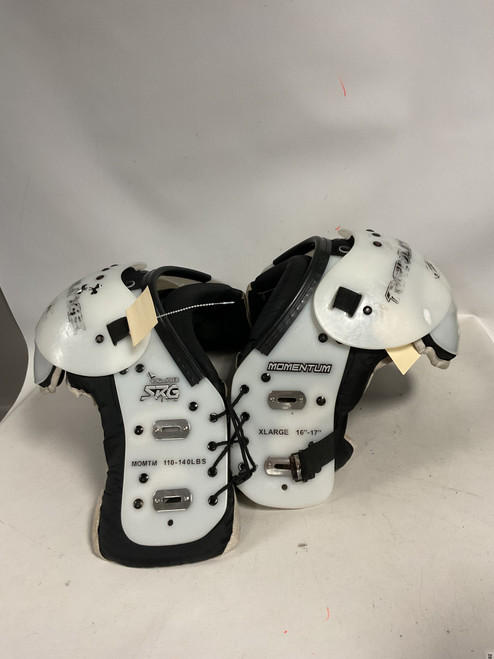 Vist Large View of Product Image Which is Used Rawlings SKG MOMENTUM FB Shoulder Pads White XL