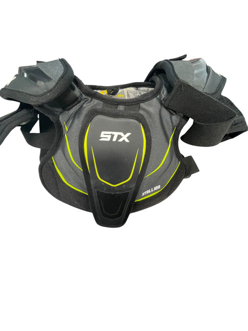 Vist Large View of Product Image Which is Used STX 200+ Lacrosse Shoulder Pads Small, front view
