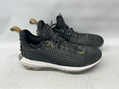 Vist Large View of Product Image Which is Used Under Armour BRYCE HARPER GOLD/BLK BB/SB Cleats Black Senior 9