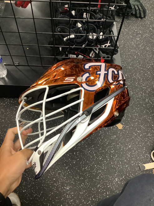 Vist Large View of Product Image Which is Used Cascade CHROME S Lacrosse Helmet Orange One Size