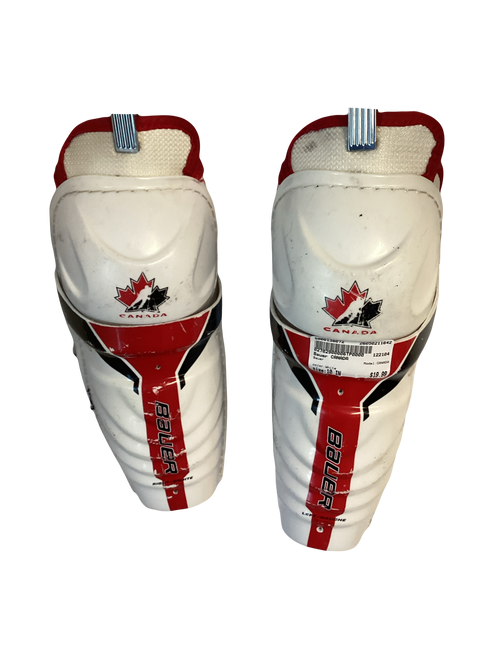 Vist Large View of Product Image Which is Used Bauer CANADA Junior Shin Guards White 10"