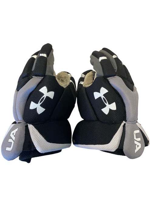 Vist Large View of Product Image Which is Used Under Armour BLACK Lacrosse Gloves Mens Black 15"