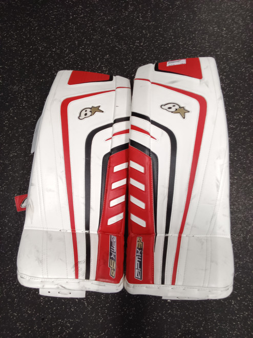 Vist Large View of Product Image Which is Used OPTIK 9.0 Goalie Leg Pads Inter White 27"