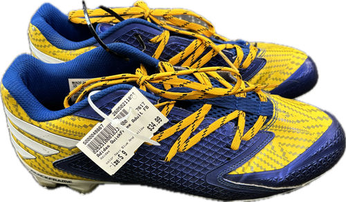 Vist Large View of Product Image Which is Used Adidas Adult FB Cleats Navy Blue And Yellow Senior 9