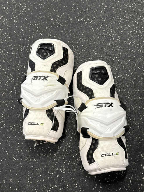 Vist Large View of Product Image Which is Used STX CELL 4 Lacrosse Arm Pads/Guards White MD
