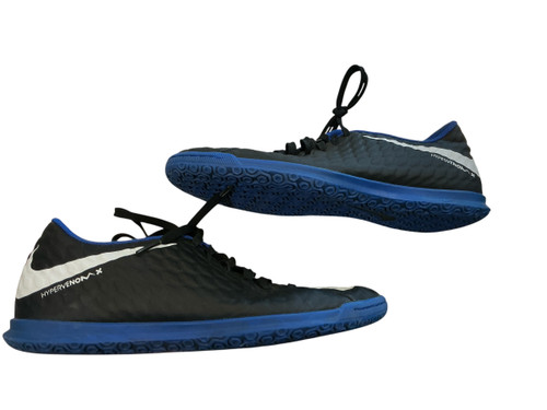 Vist Large View of Product Image Which is Used Nike HYPERVENOM X Soccer Indoor Shoes White/Black/Royal Senior 8