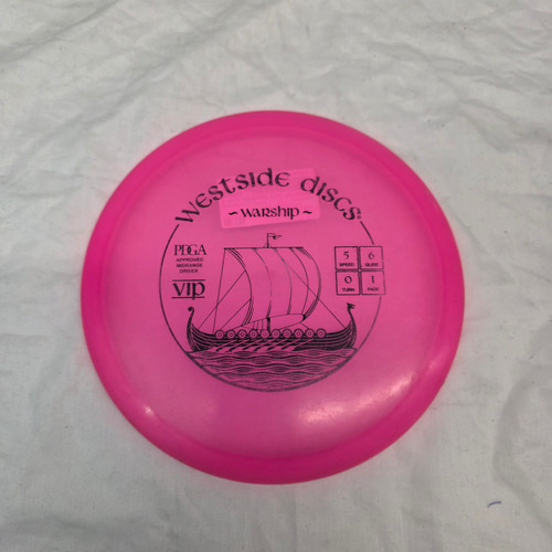 Vist Large View of Product Image Which is Used Westside VIP WARSHIP Disc Golf Mid Range PinkWestside VIP WARSHIP Disc Golf Mid Range Pink