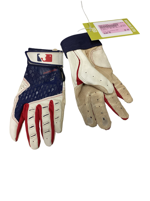 Vist Large View of Product Image Which is Used Franklin BB/SB Batting Gloves White/Royal/Red XS