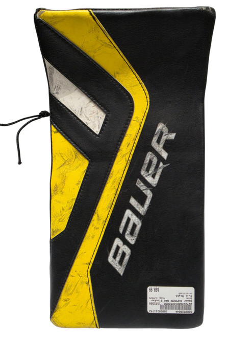 Vist Large View of Product Image Which is Used Bauer Supreme TotalOne NXG JRZ Senior Goalie Blocker Black/Yellow/White Regular