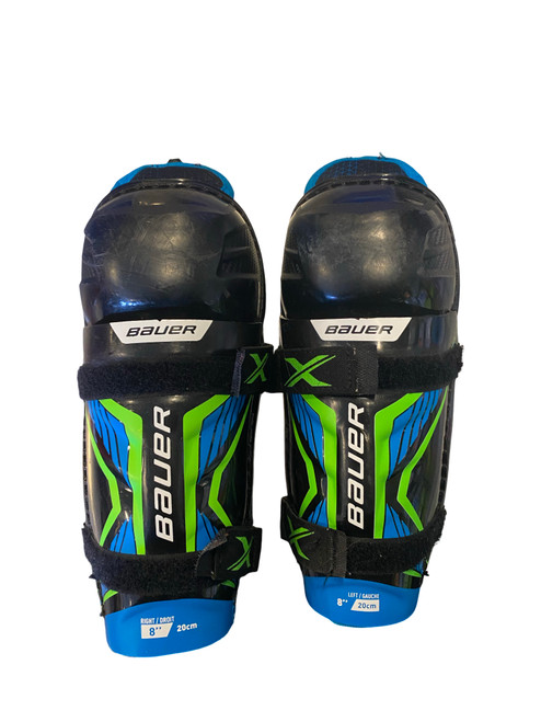 Vist Large View of Product Image Which is Used Bauer X Youth Shin Guards Black 8"