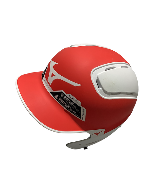 Vist Large View of Product Image Which is Used Mizuno HLMT Batting Helmet No Mask Red L/XL