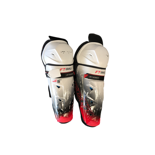 Vist Large View of Product Image Which is Used JET SPEED FT880 Senior Shin Guards White 15"