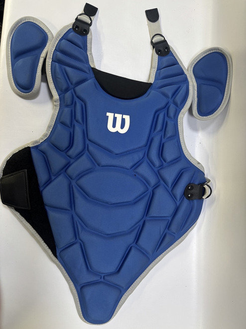 Vist Large View of Product Image Which is Used Wilson JFV Catchers Chest Protector Royal Blue Junior