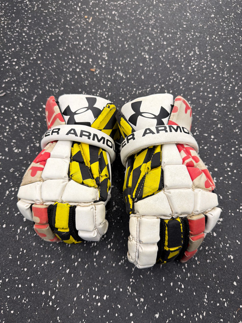 Vist Large View of Product Image Which is Used Under Armour Lacrosse Gloves Junior Red SM