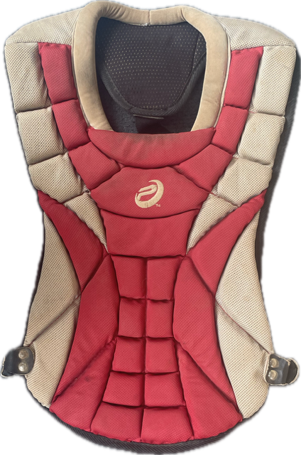 Vist Large View of Product Image Which is Used PRO NINE Catchers Chest Protector Red Junior