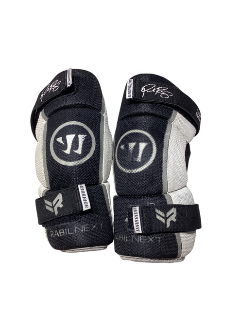 Vist Large View of Product Image Which is Used Warrior RABIL NEXT Lacrosse Arm Pads/Guards White SM