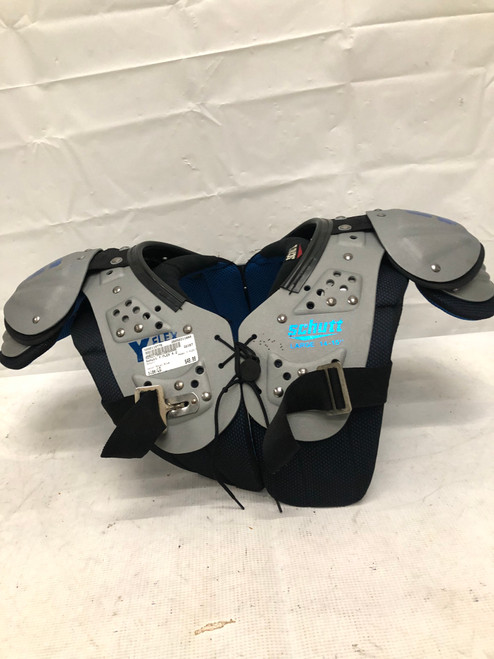 Vist Large View of Product Image Which is Used Schutt Y FLEX FB Shoulder Pads Royal Blue LG